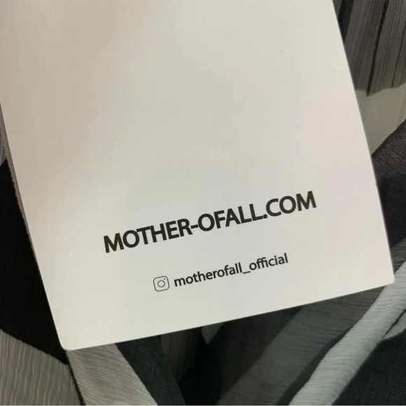 MOTHER OF ALL Vera Ruched Long Sleeve Silk Dress Black and White size 8/10 NWT - Picture 8 of 13